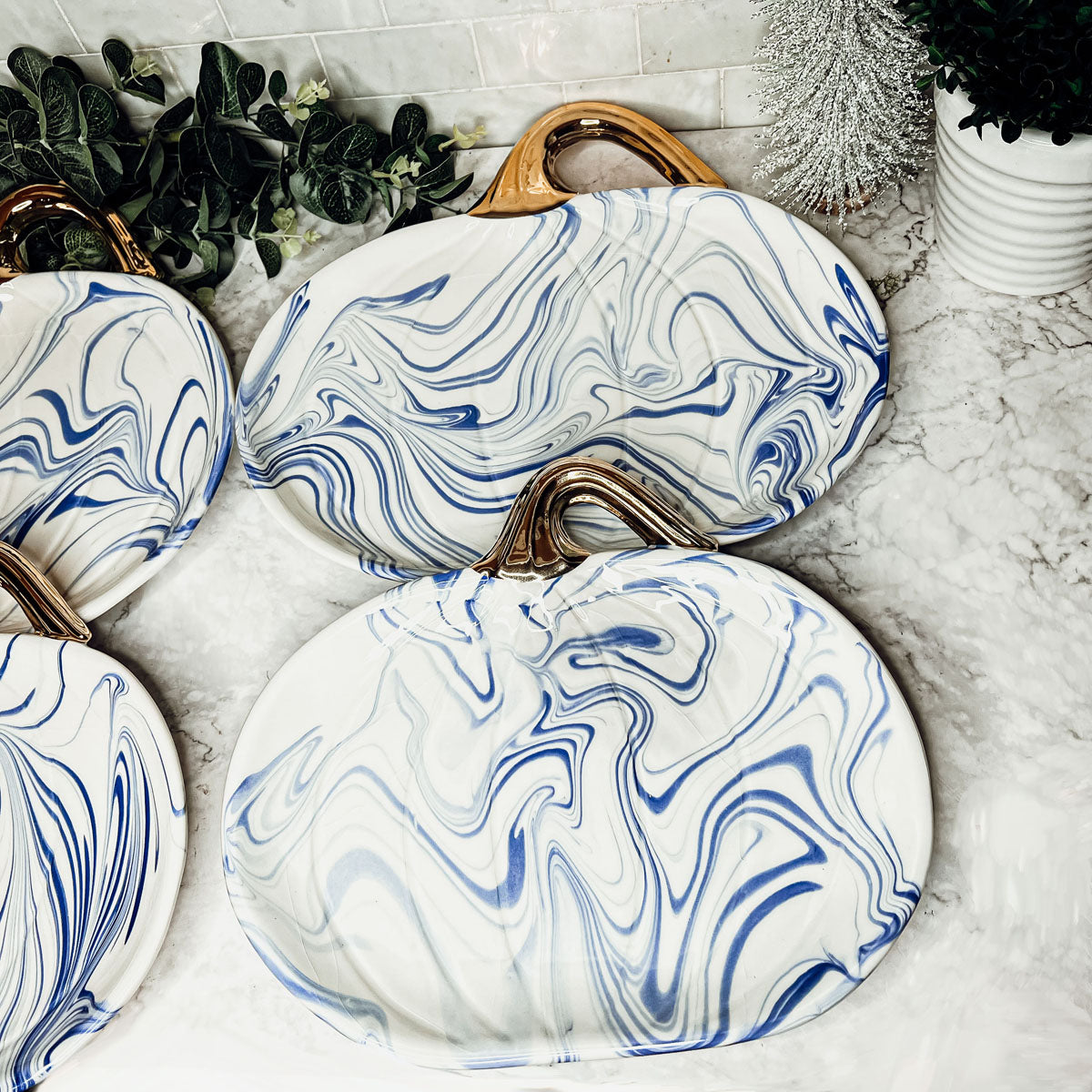 Marbled Blue Pumpkin Plate