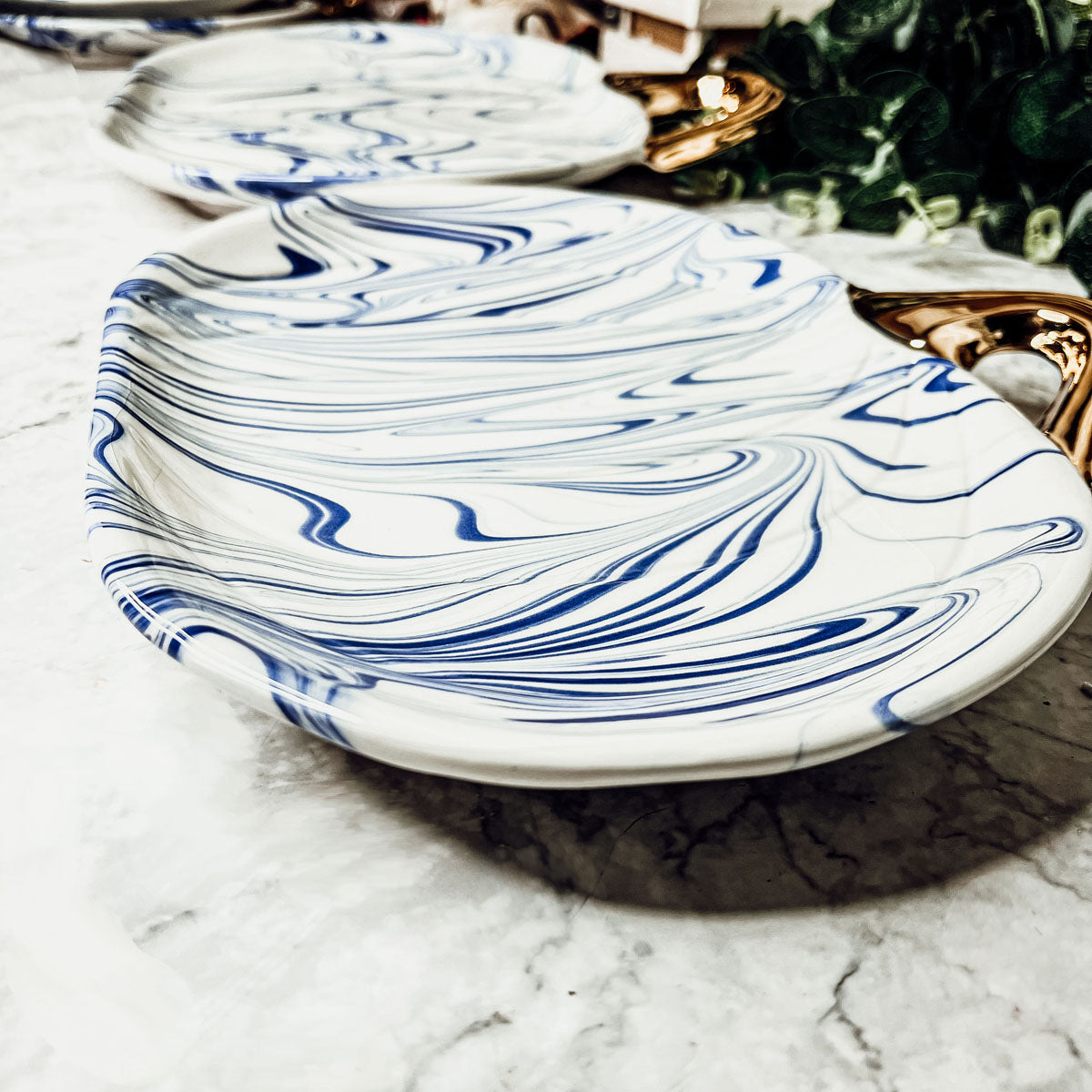 Marbled Blue Pumpkin Plate