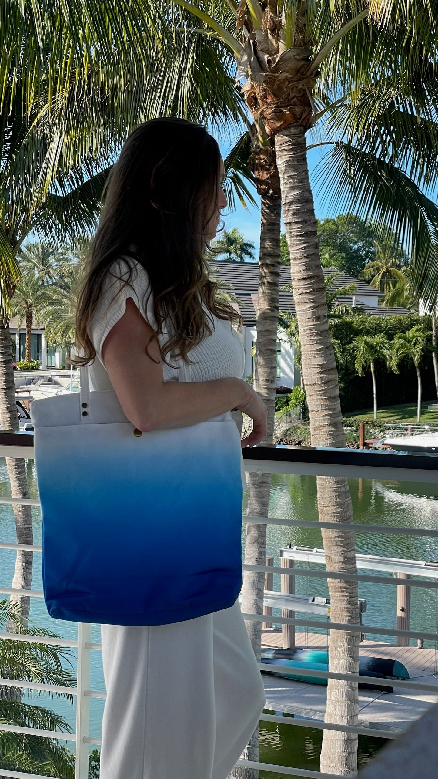 Going Places Tote Bag Ombre Blue by FourFour Co