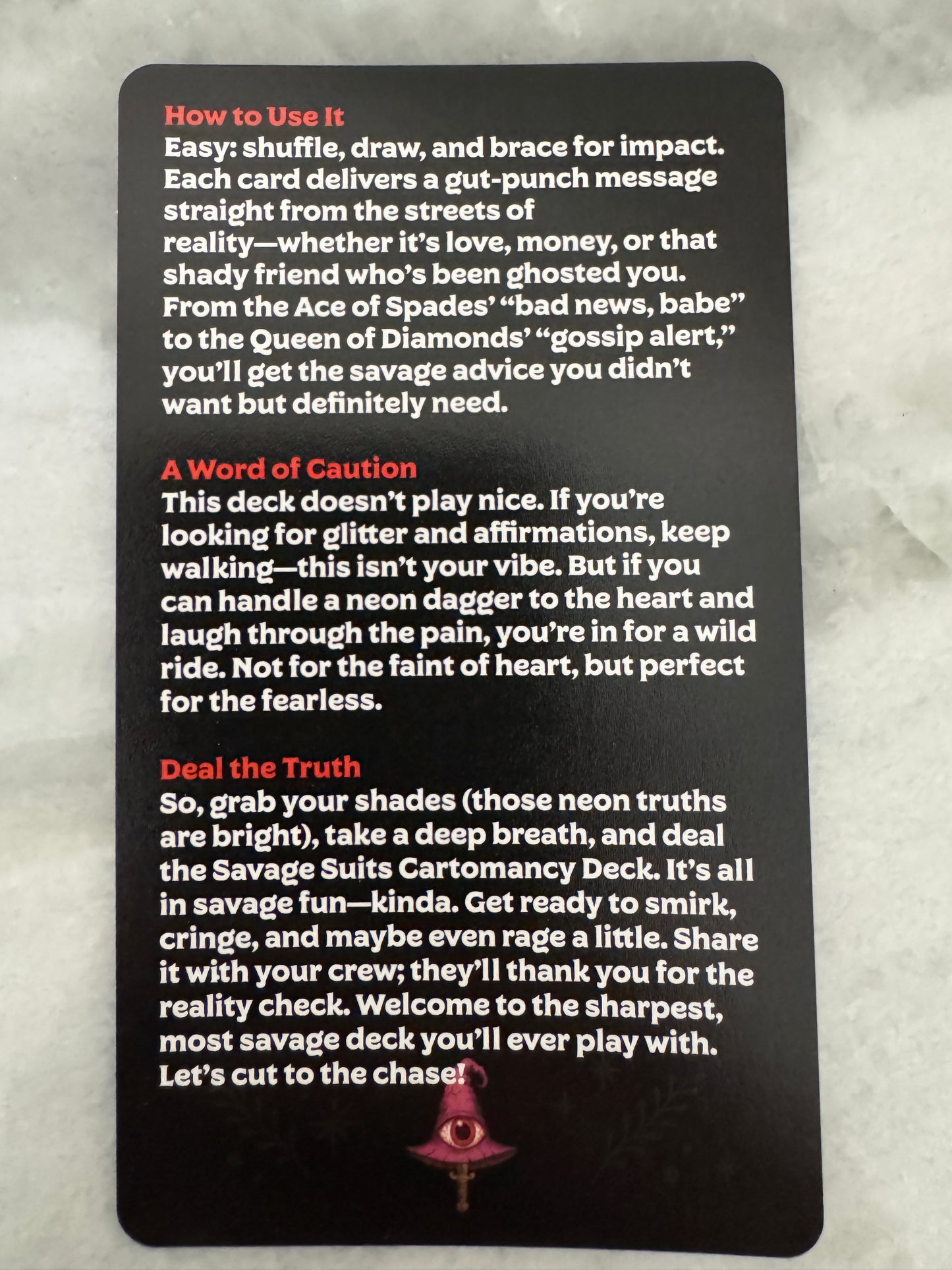 Savage Suits Cartomancy Deck Cards for Truth Seekers