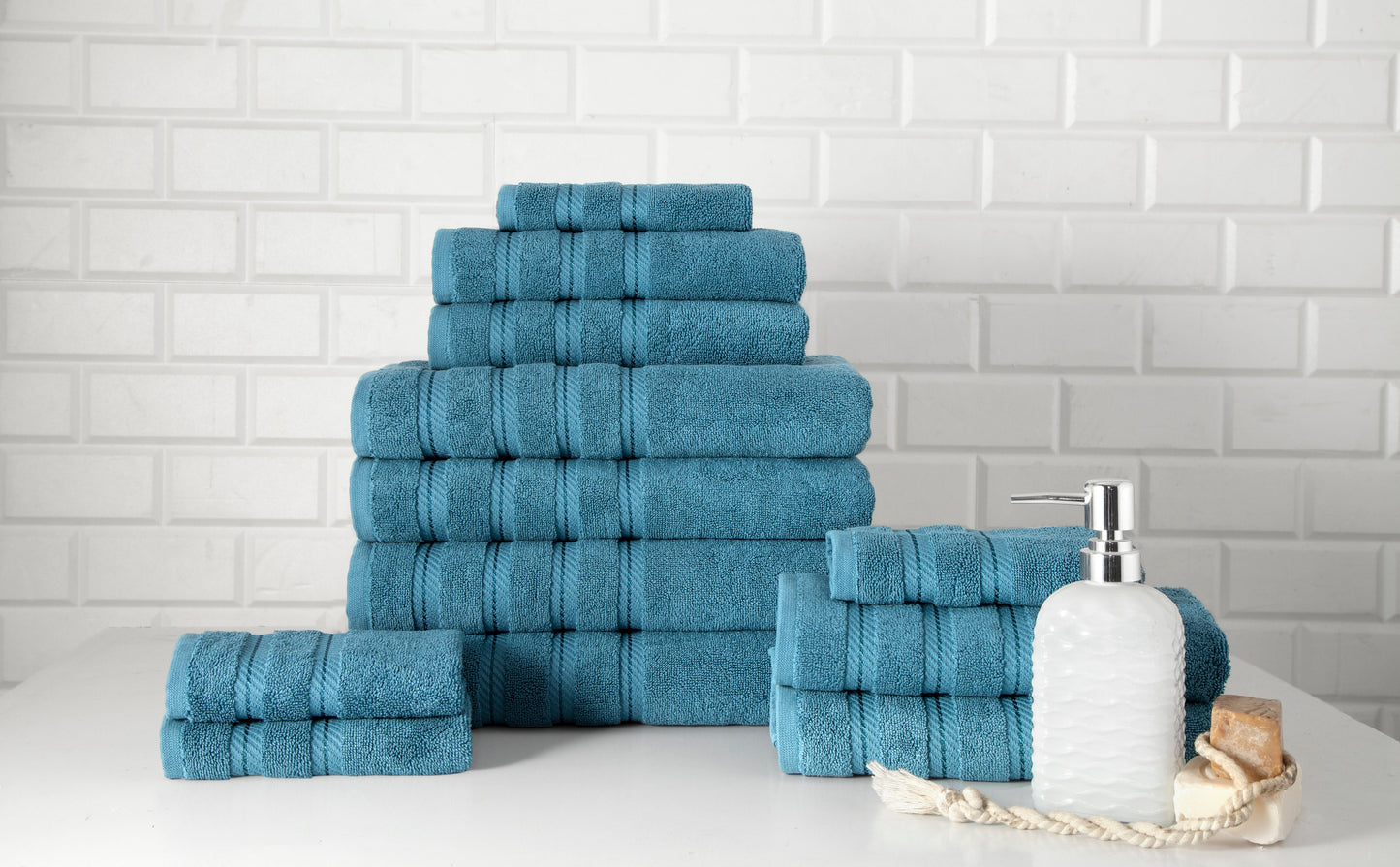 Antalya Turkish Cotton Family Towel Set of 12 (4 Bath Towels, 4 Hand Towels & 4 Washcloths) by Classic Turkish Towels