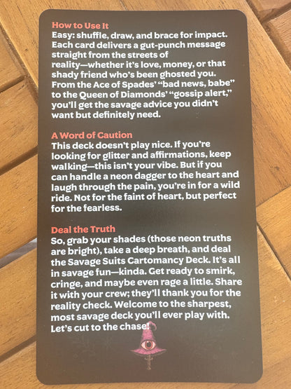 Savage Suits Cartomancy Deck Cards for Truth Seekers
