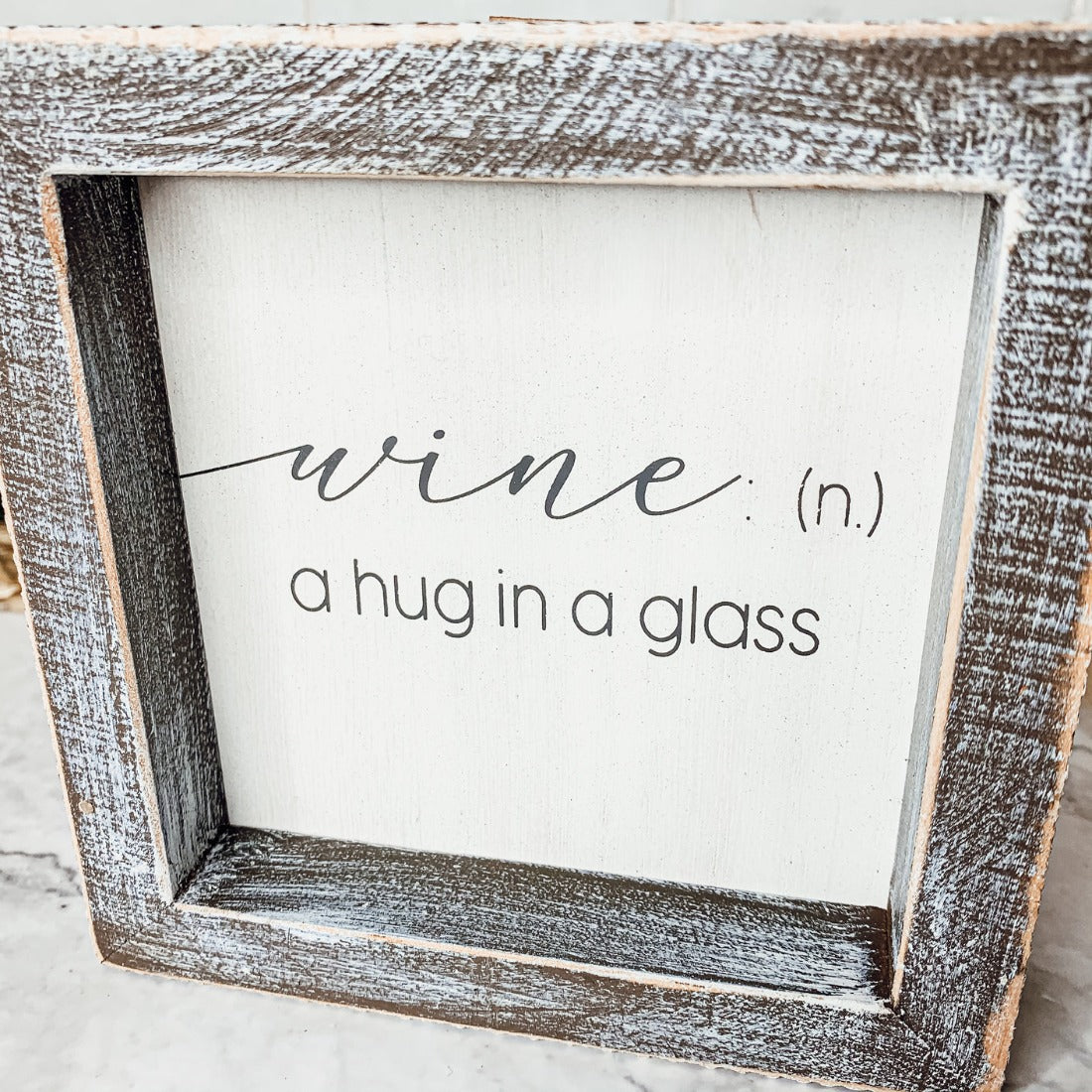 Wine: A Hug by Wood Sign