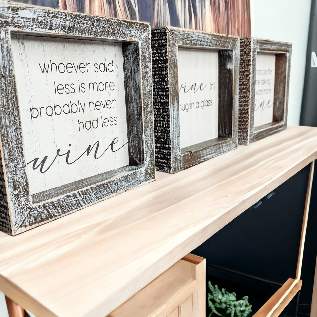 Wine: A Hug by Wood Sign