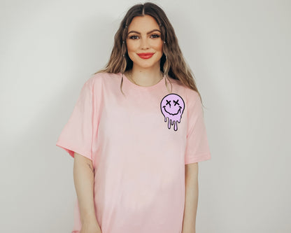 It's Fine Drippy Smiley Tee - Pink