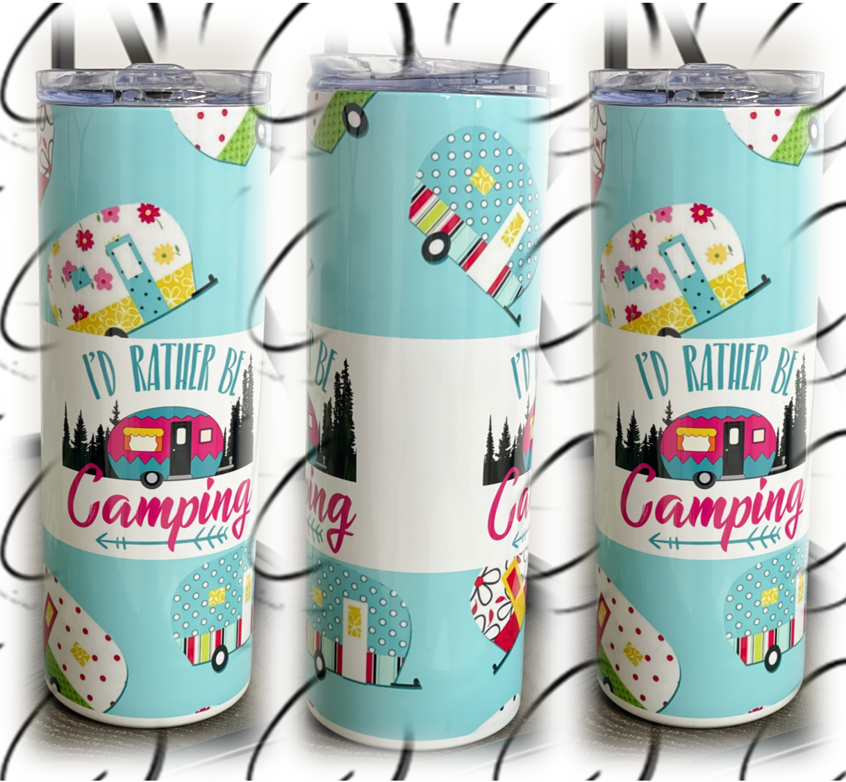 I’d Rather Be Camping 20oz Skinny Tumbler – Outdoor Travel Cup