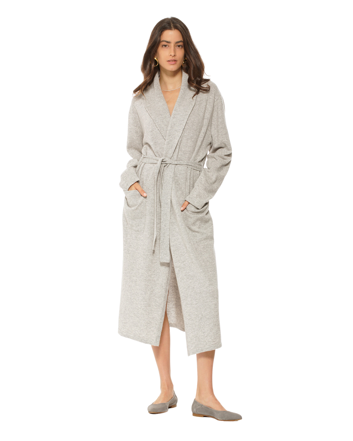 Women's Pure Cashmere Knit Robe Light Grey by Monticelli Cashmere