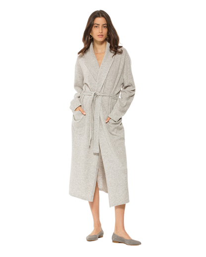 Women's Pure Cashmere Knit Robe Light Grey by Monticelli Cashmere