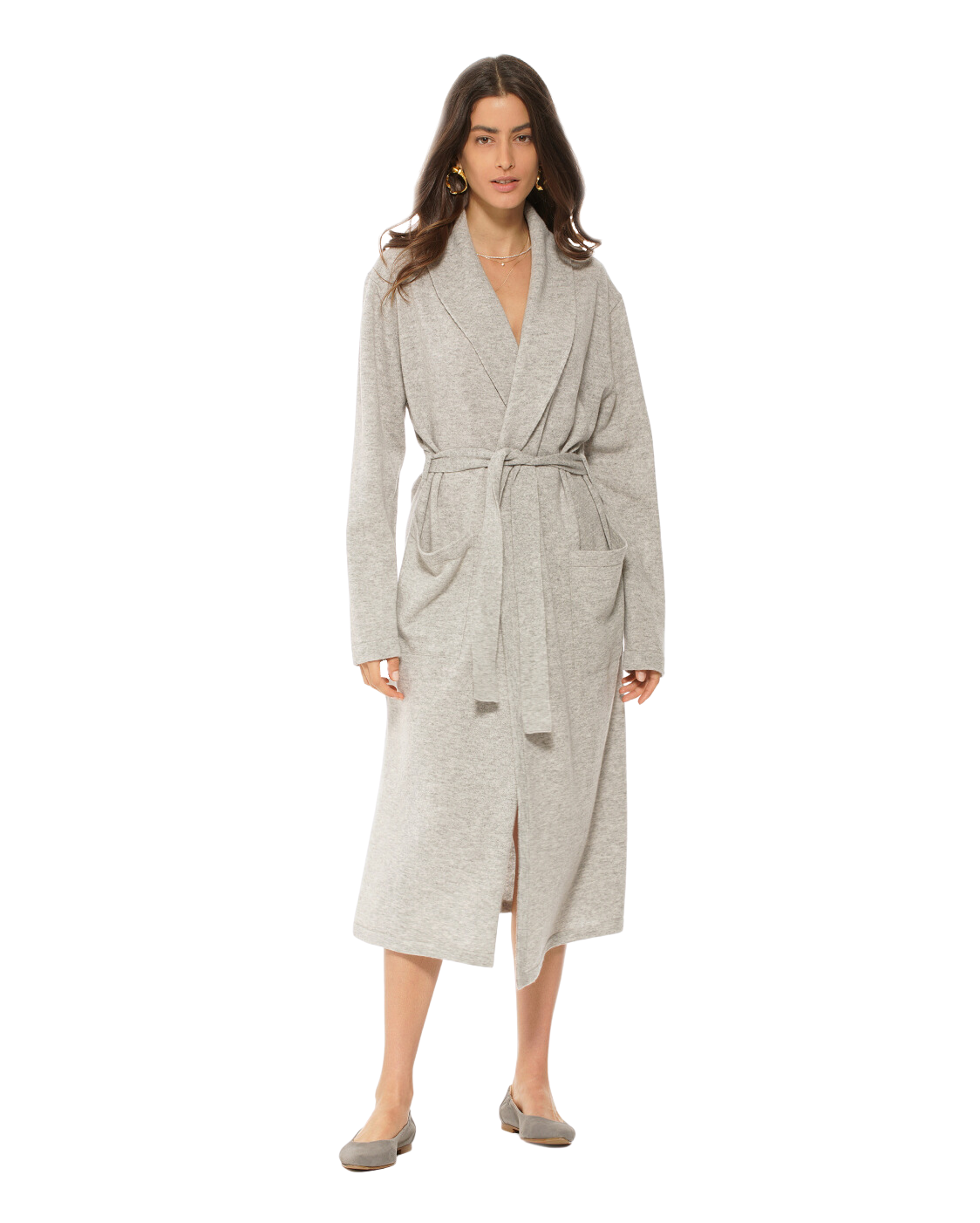 Women's Pure Cashmere Knit Robe Light Grey by Monticelli Cashmere