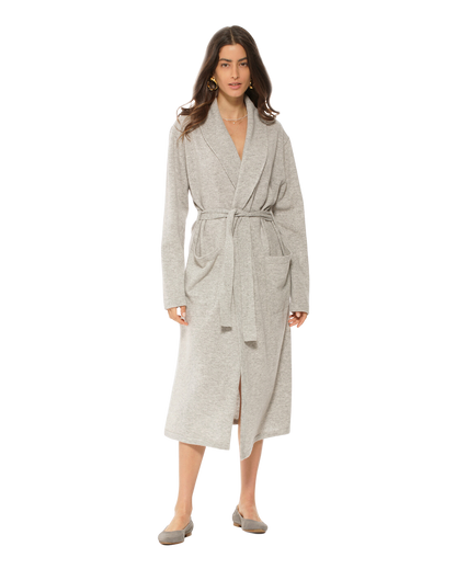 Women's Pure Cashmere Knit Robe Light Grey by Monticelli Cashmere