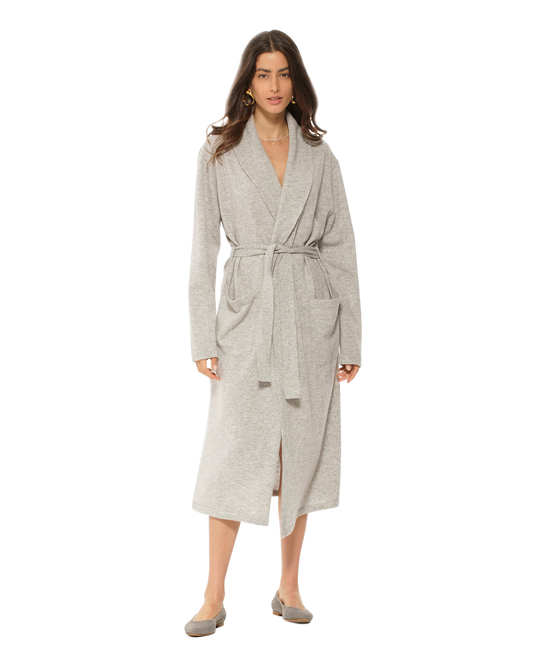 Women's Pure Cashmere Knit Robe Light Grey by Monticelli Cashmere