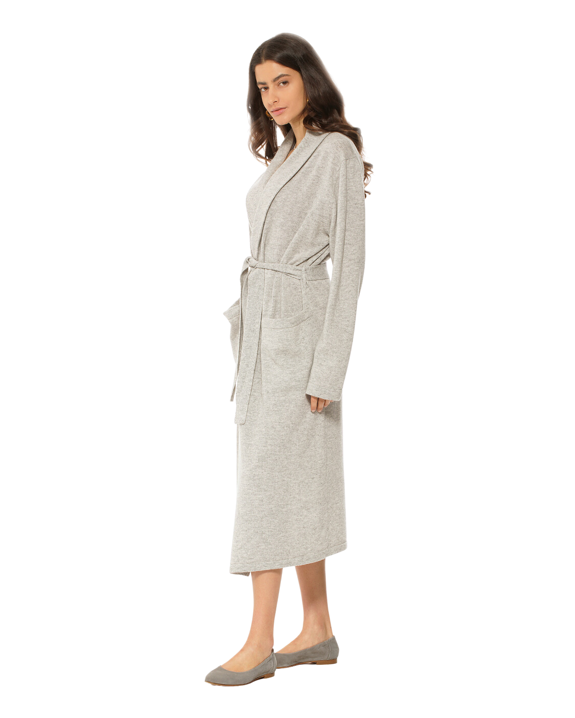 Women's Pure Cashmere Knit Robe Light Grey by Monticelli Cashmere