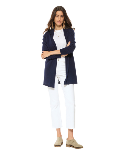 Womens's Pure Cashmere Open Front Cardigan Blue by Monticelli Cashmere