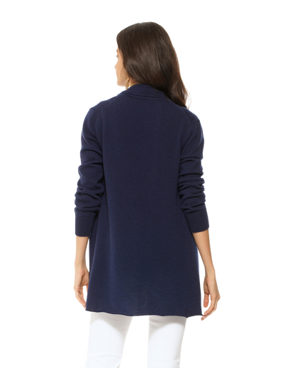 Womens's Pure Cashmere Open Front Cardigan Blue by Monticelli Cashmere