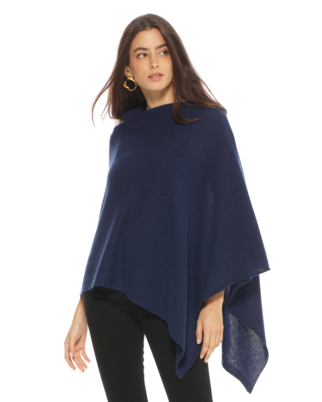 Women's Essential Pure Cashmere Poncho Blue by Monticelli Cashmere