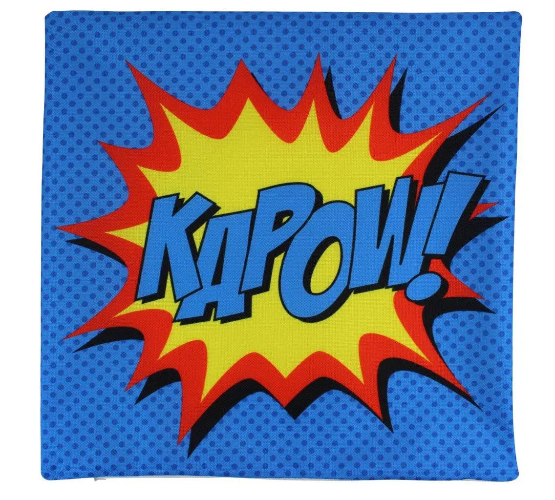 KAPOW Blue Throw Pillow