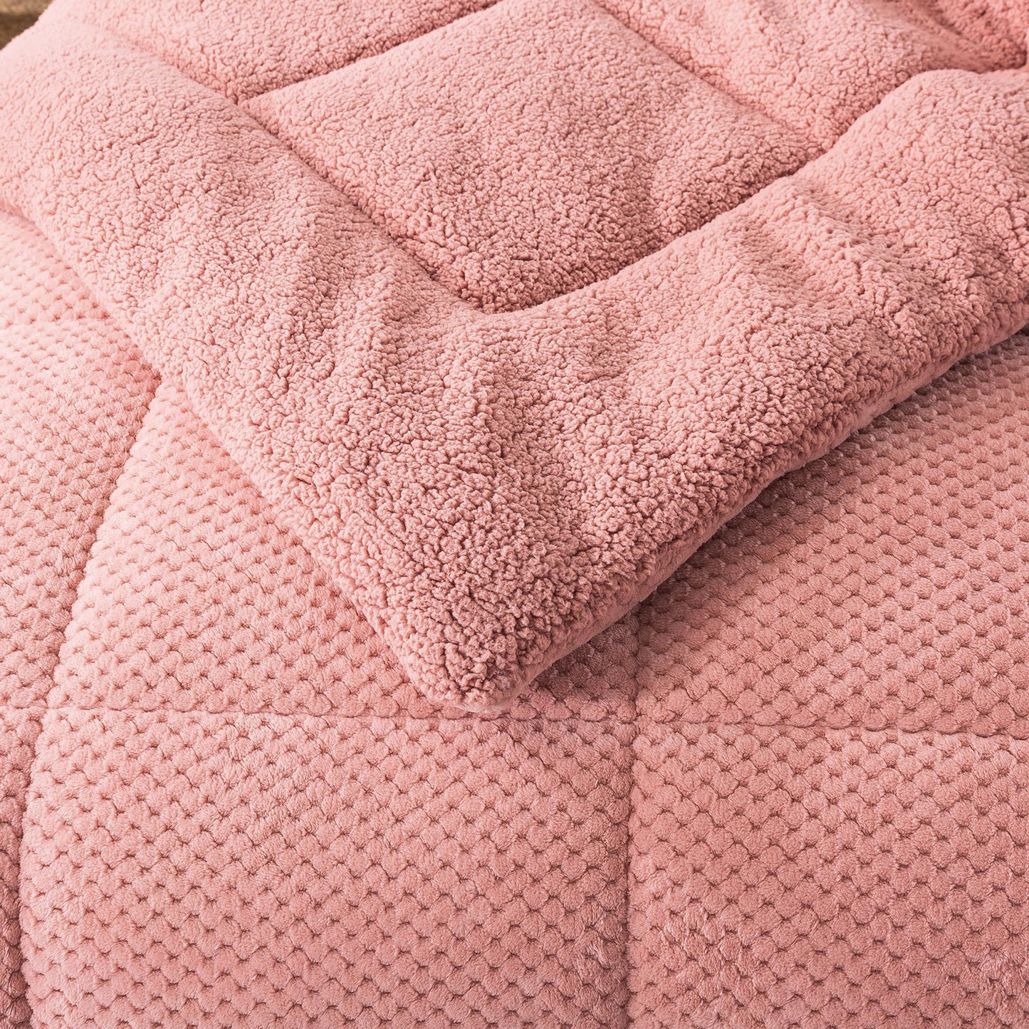 Kasentex Ultra Soft All Season Reversible Plush Sherpa Lined Comforter, Twin, Queen, King