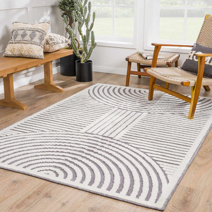 Deron Gray Rainbow Washable Rug