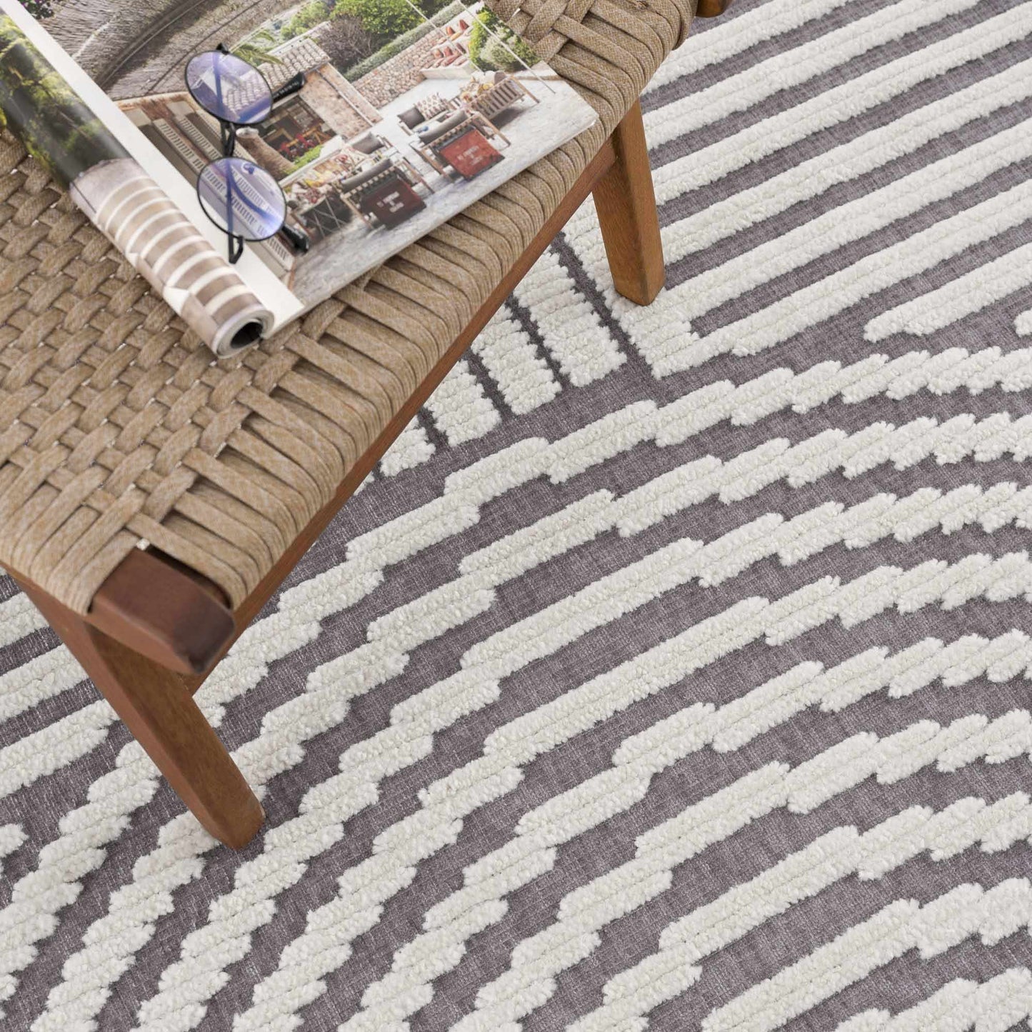 Deron Gray Rainbow Washable Rug