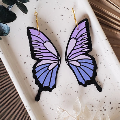 Lavender Butterfly Hoops by LE CHIC MIAMI