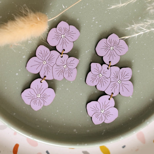 Lavender Hydrangea Statement Earrings by LE CHIC MIAMI