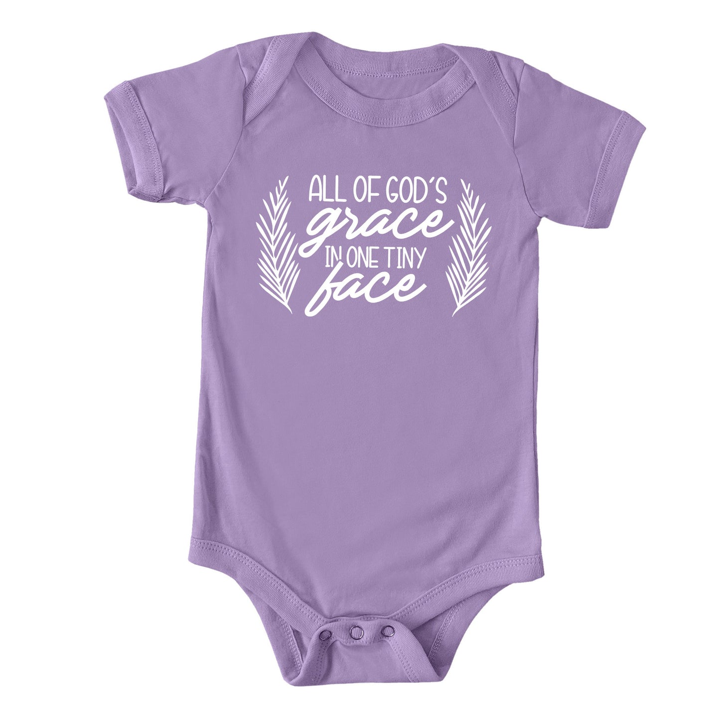 All Of God's Grace In One Tiny Face | Baby Graphic Short Sleeve Onesie by The Juniper Shop