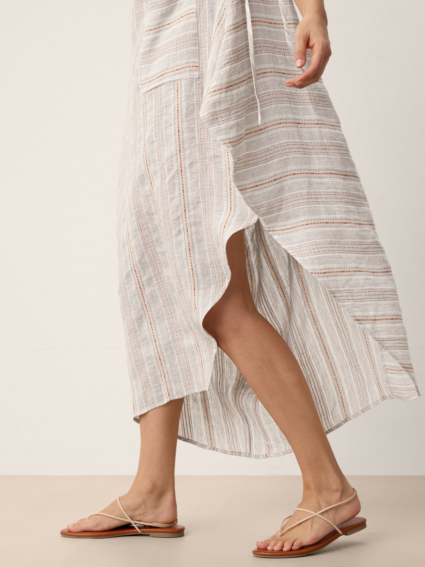 Linen Asymmetric Drawstring Maxi Dress NADIA