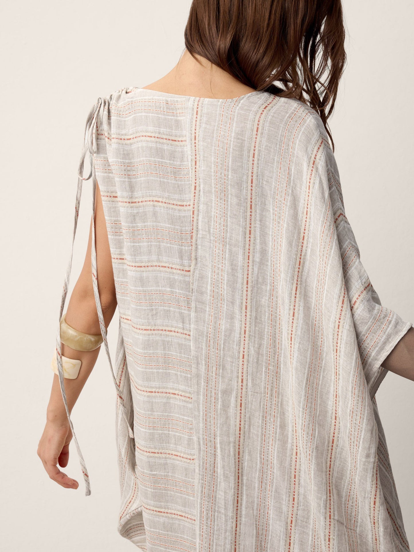 Linen Asymmetric Drawstring Maxi Dress NADIA