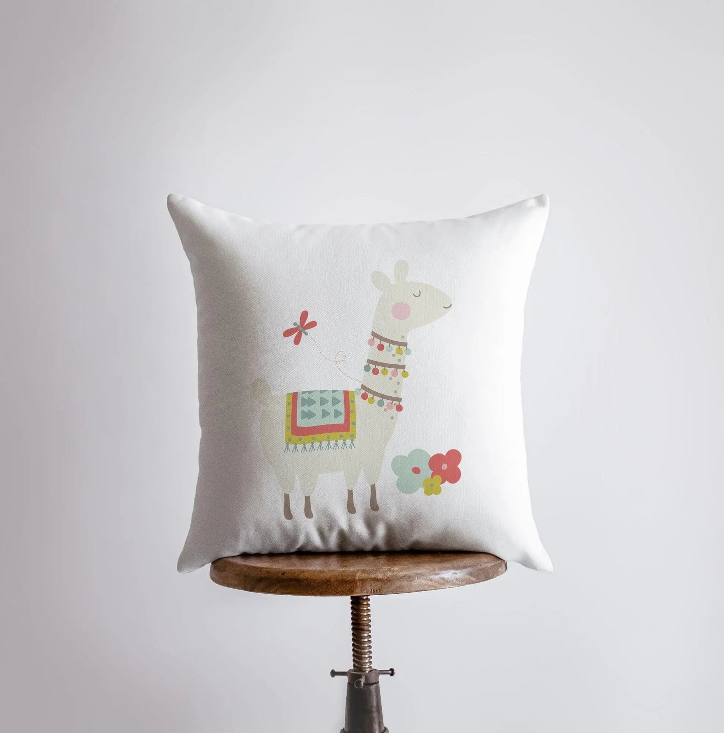 Llama with Necklace Throw Pillow