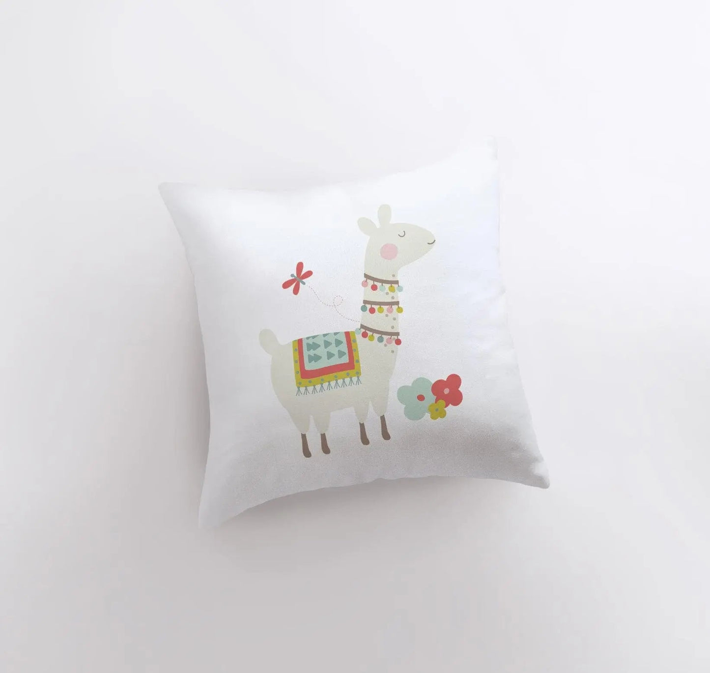 Llama with Necklace Throw Pillow