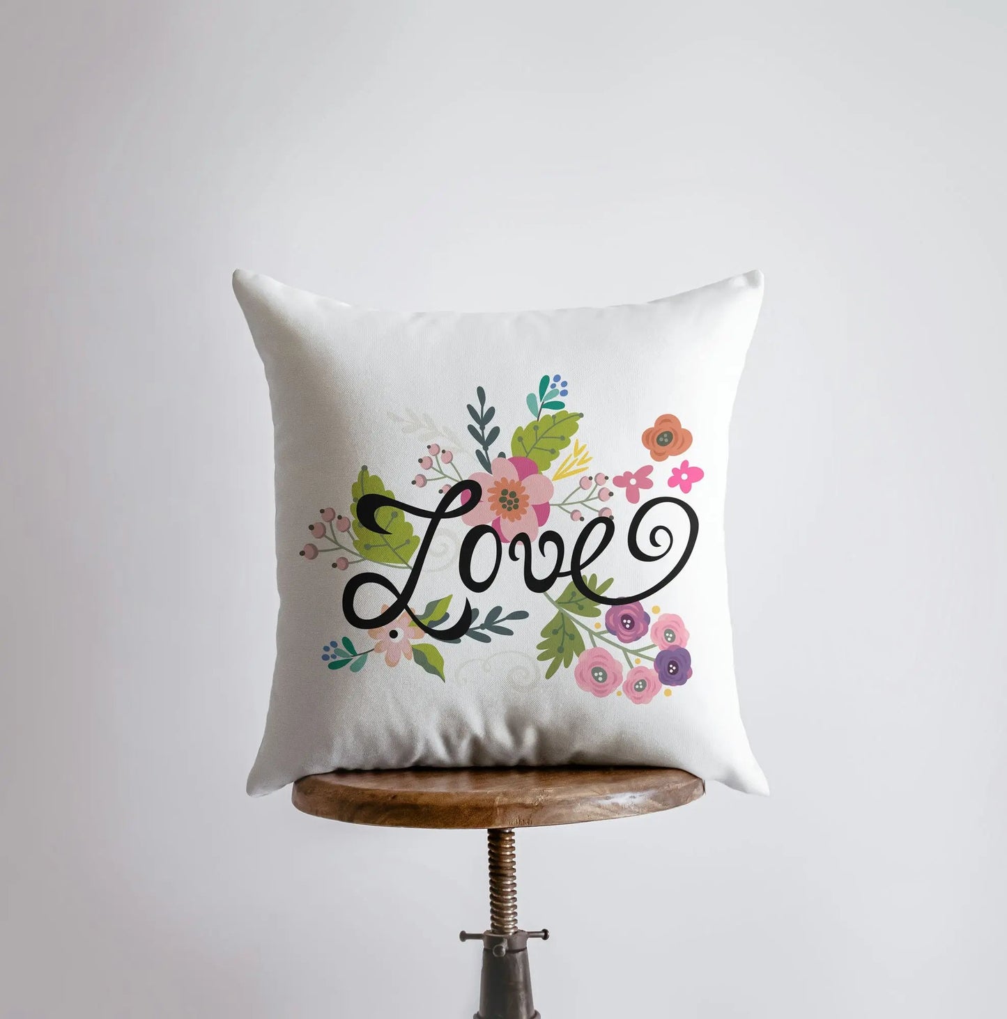 Love Floral Green Polkadot Throw Pillow