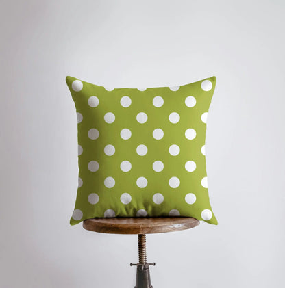 Love Floral Green Polkadot Throw Pillow