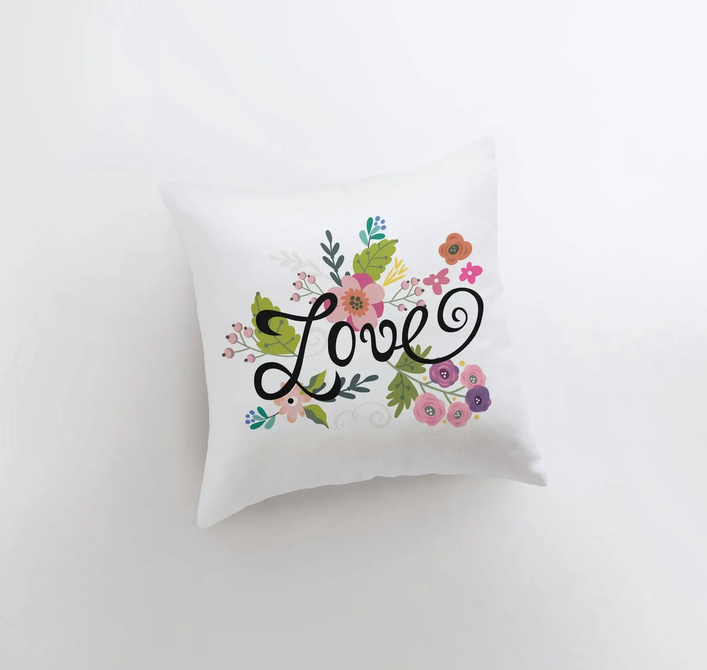 Love Floral Green Polkadot Throw Pillow