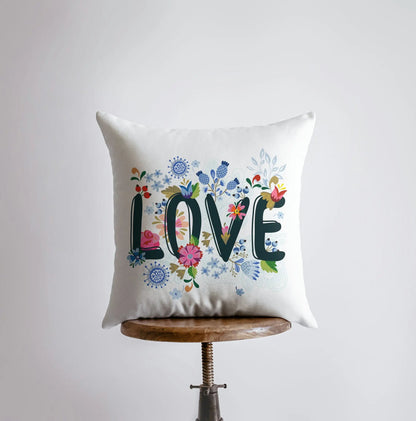 Love Floral Polkadot Throw Pillow