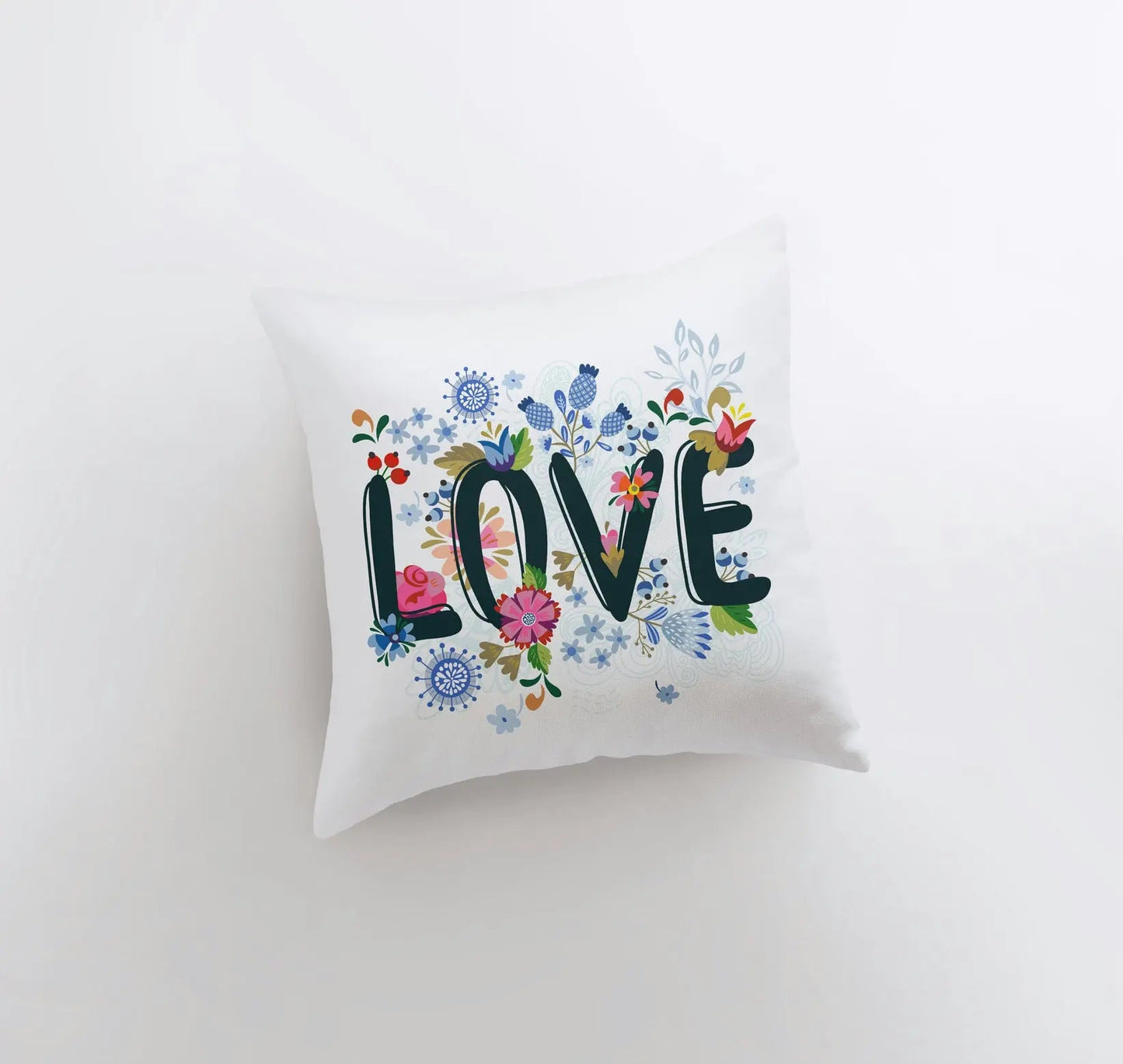 Love Floral Polkadot Throw Pillow