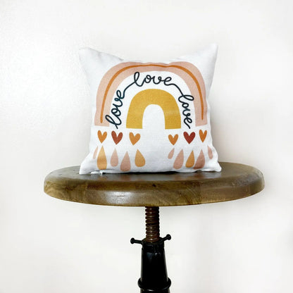 Love Rainbow Raindrop Throw Pillow