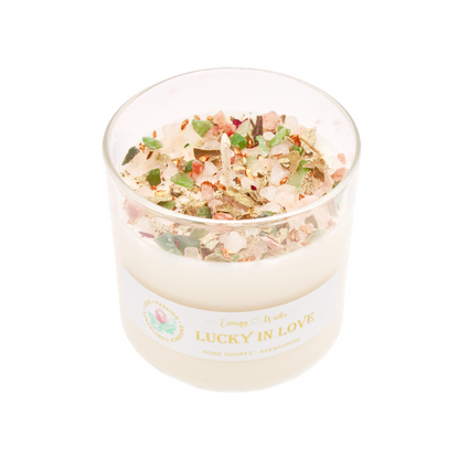 Lucky In Love Crystal Candle – Romance & Attraction Ritual Candle