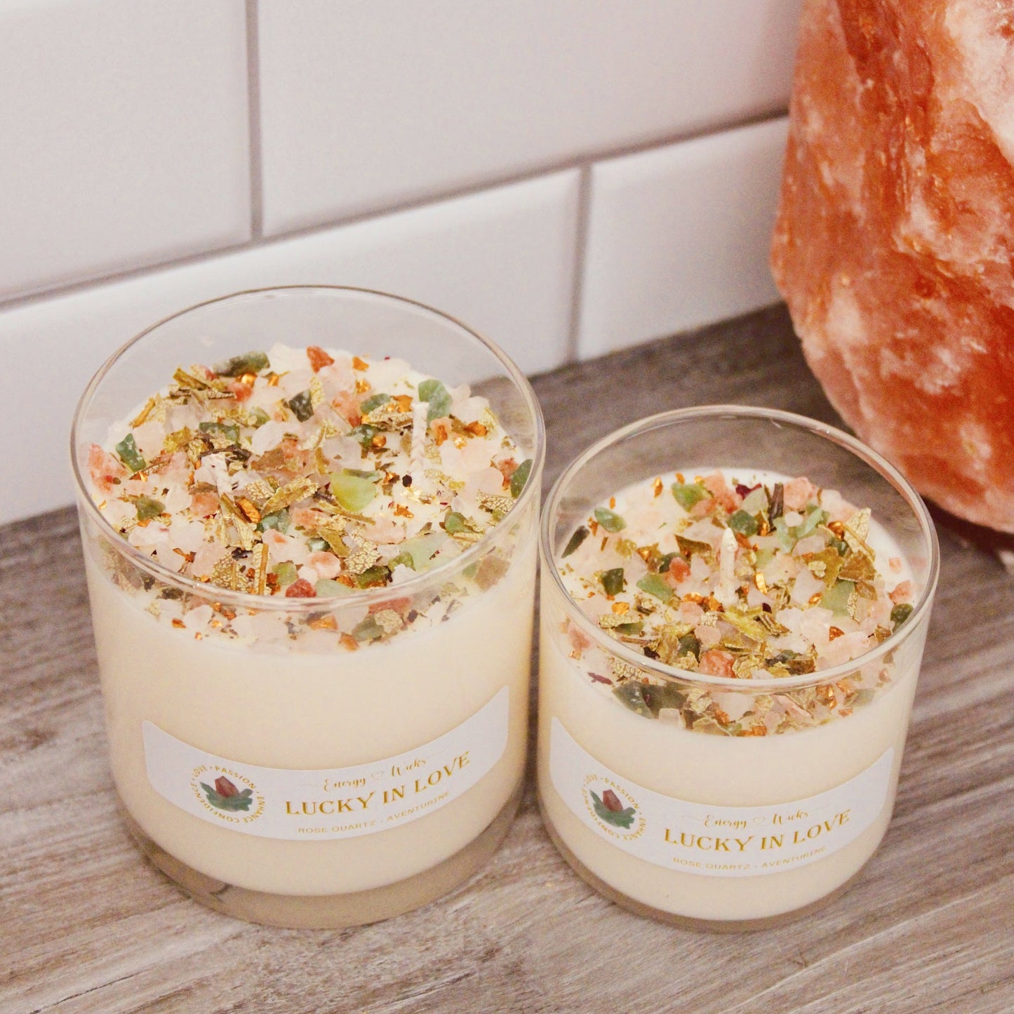 Lucky In Love Crystal Candle – Romance & Attraction Ritual Candle