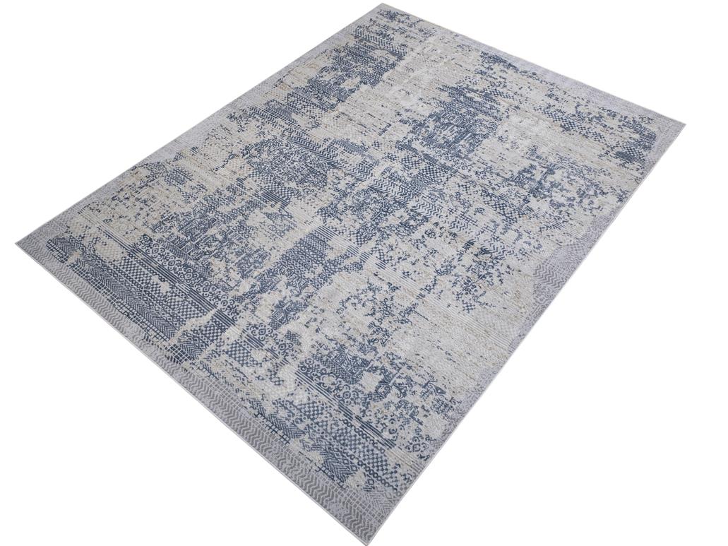 Modern Lelia Grey Blue Distressed Rug by Bareens Designer Rugs