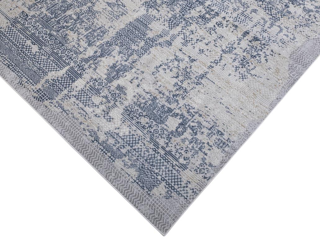 Modern Lelia Grey Blue Distressed Rug by Bareens Designer Rugs