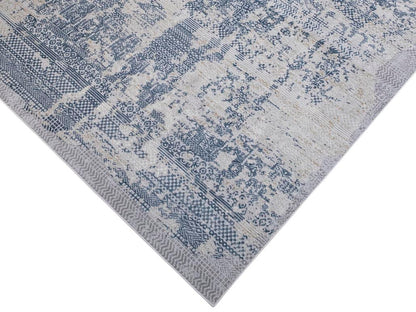 Modern Lelia Grey Blue Distressed Rug by Bareens Designer Rugs