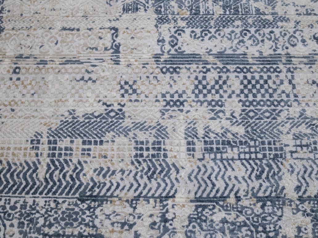 Modern Lelia Grey Blue Distressed Rug by Bareens Designer Rugs