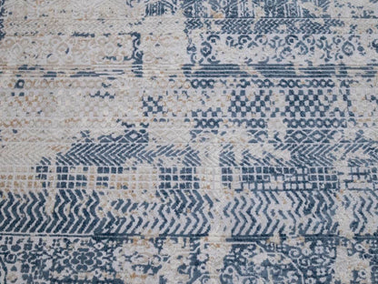 Modern Lelia Grey Blue Distressed Rug by Bareens Designer Rugs