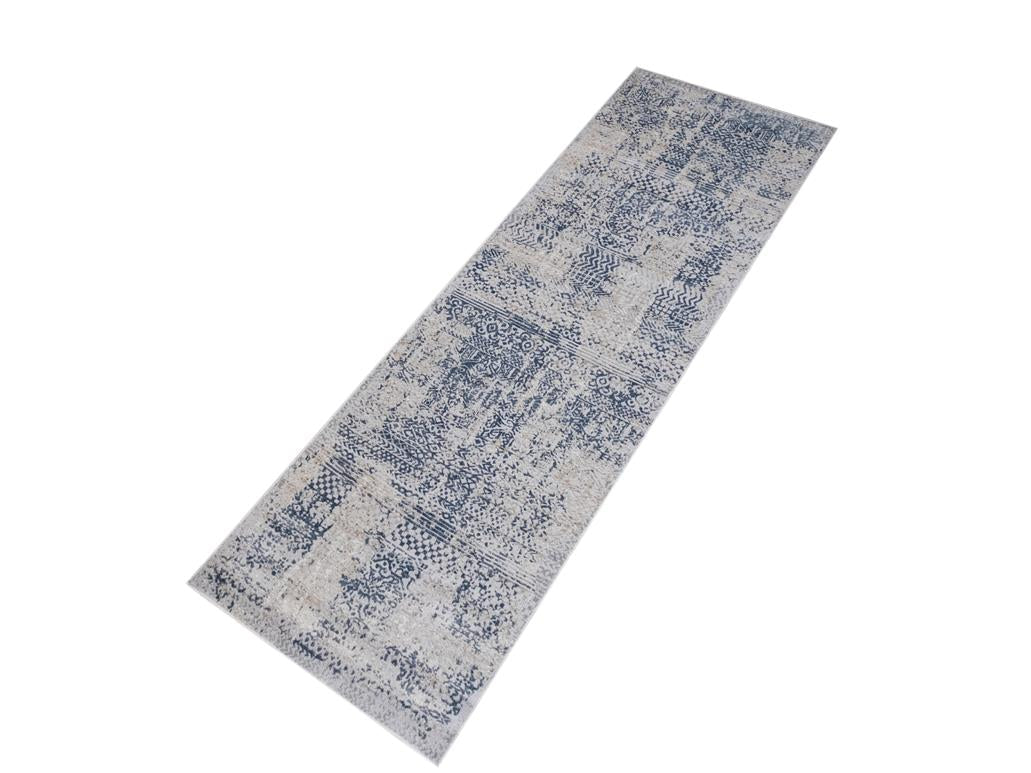 Modern Lelia Grey Blue Distressed Rug by Bareens Designer Rugs