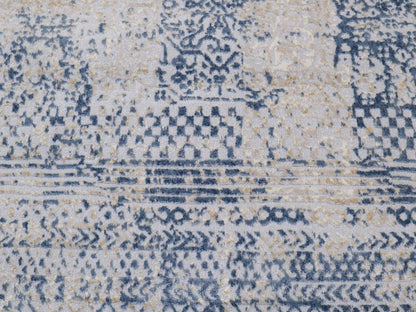 Modern Lelia Grey Blue Distressed Rug by Bareens Designer Rugs