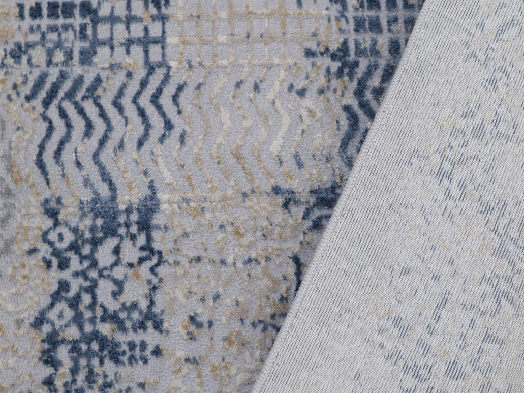 Modern Lelia Grey Blue Distressed Rug by Bareens Designer Rugs