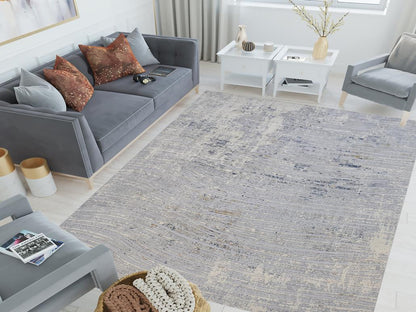 Abstract Dirilis Berber Blue Light Grey Rug by Bareens Designer Rugs