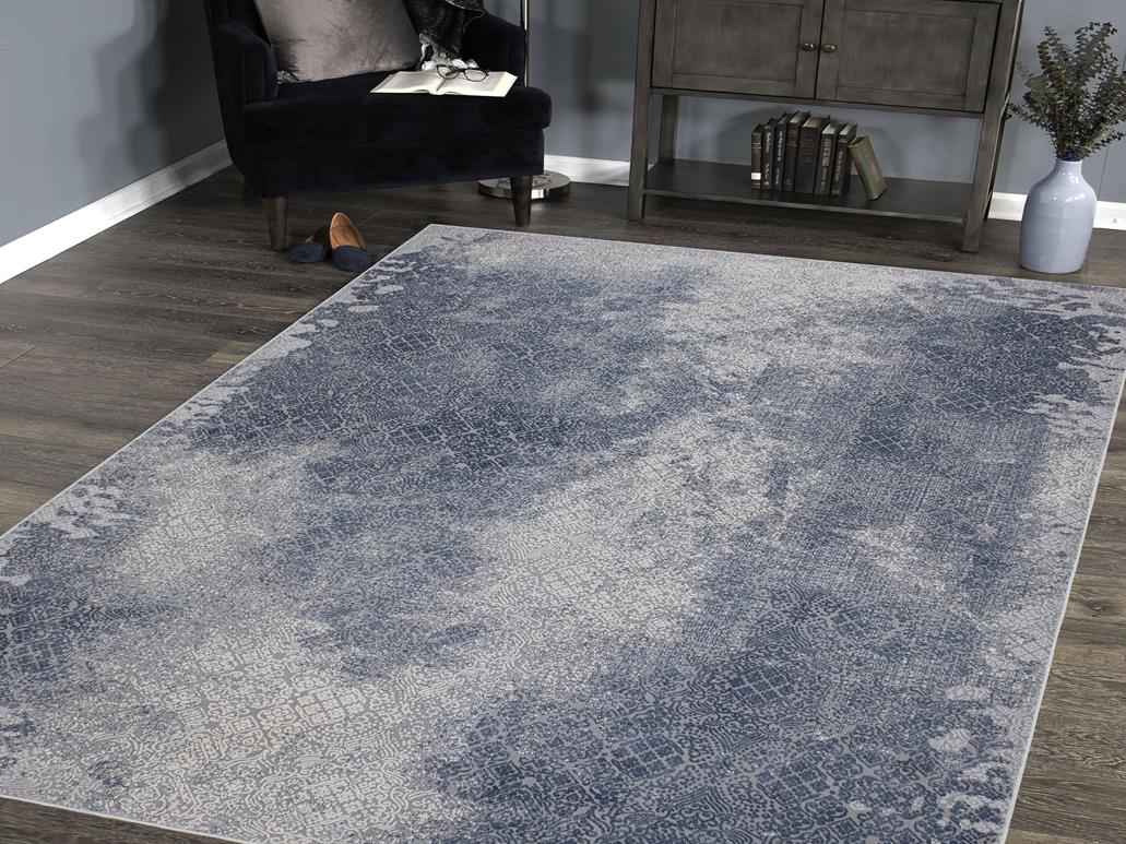 Modern Transitional Loane Grey Blue Rug by Bareens Designer Rugs