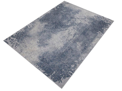 Modern Transitional Loane Grey Blue Rug by Bareens Designer Rugs