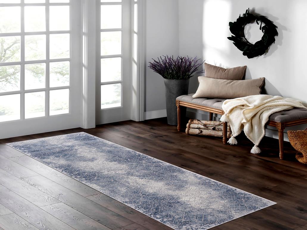 Modern Transitional Loane Grey Blue Rug by Bareens Designer Rugs